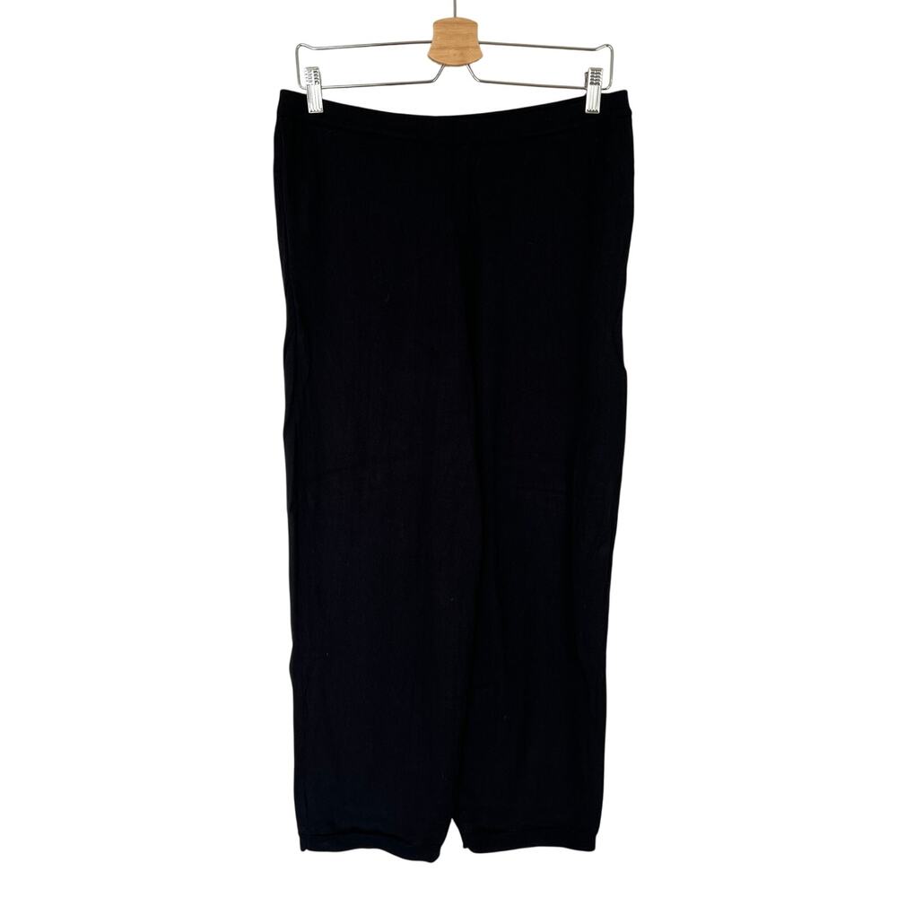 PLANET by Lauren G Pants Size 2 10-14 Black Pima Cotton Capris Pockets Lagenlook
